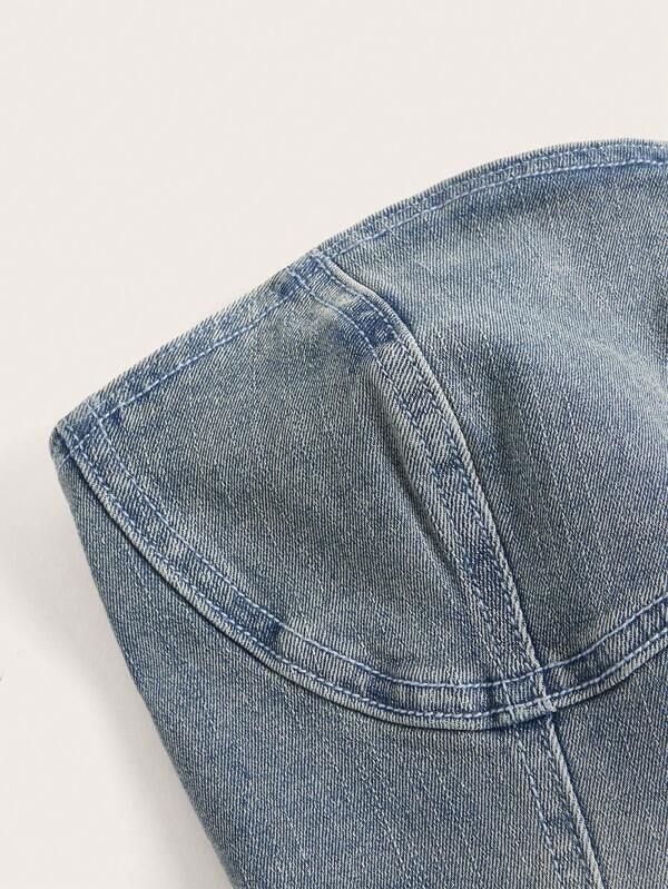 SHEIN EZwear Zip Back Tube Denim Dress for Sale New Zealand New