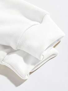 SHEIN EZwear 大碼牛和字母圖案保暖套頭衫 - 白色 - 查看 4