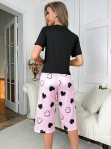 Sets de Pijamas de Mujer Bolsillo Corazón - Negro - Ver 2
