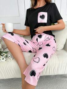 Sets de Pijamas de Mujer Bolsillo Corazón - Negro - Ver 3
