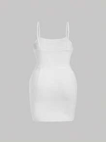 SHEIN MOD Plus Draped Collar Cami Dress - White - View 2