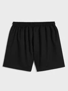 Manfinity Roghcode Men Bear & Letter Graphic Drawstring Waist Shorts - Black - View 2