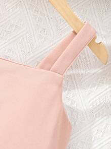 SHEIN 女大童紐扣細節吊帶背心和短褲 - 粉色 - 查看 3