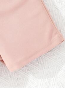 SHEIN 女大童紐扣細節吊帶背心和短褲 - 粉色 - 查看 7