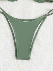 褶皺式內托比基尼套裝 - 軍綠色 - 查看 5
