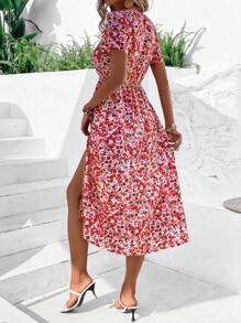 SHEIN Frenchy 滿版印花高衩洋裝 - 彩色 - 查看 2