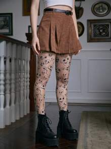 Corpse Bride | ROMWE 1對女士骷髅頭圖案褲襪 - 白色 - 查看 3