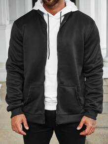 Manfinity Homme Nam Plus Dây kéo Túi nghiêng Áo nỉ Không có áo Hoodie - màu đen - Xem 5
