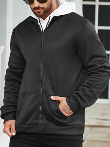 Manfinity Homme Nam Plus Dây kéo Túi nghiêng Áo nỉ Không có áo Hoodie - màu đen - Xem 6