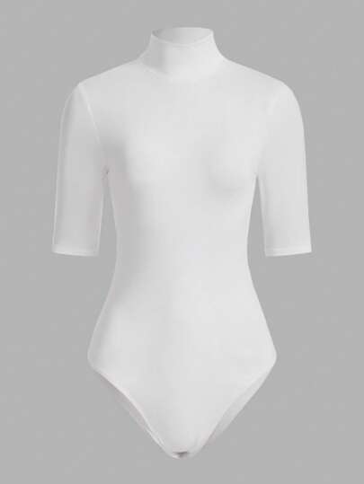 SHEIN BASICS Body estilo camiseta unicolor de cuello alto