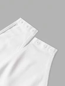 SHEIN BASICS Solid Mock Neck Tee Bodysuit - White - View 3