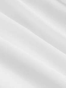 SHEIN MOD 大碼方領喇叭袖頭巾下擺網紗覆蓋上衣 - 白色 - 查看 4