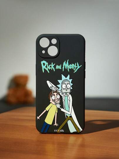 Rick and Morty | ROMWE 1 pièce Coque de téléphone en silicone graphique de personnage de lettre de dessin animé compatible avec iPhone
