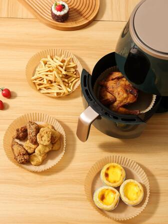 30入組7.87英寸一次性空氣炸鍋羊皮紙圓形不粘防油紙內襯適用於炸籃煎鍋微波爐