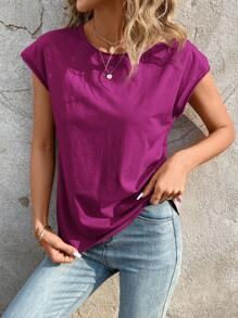 SHEIN LUNE Solid Batwing Sleeve Tee