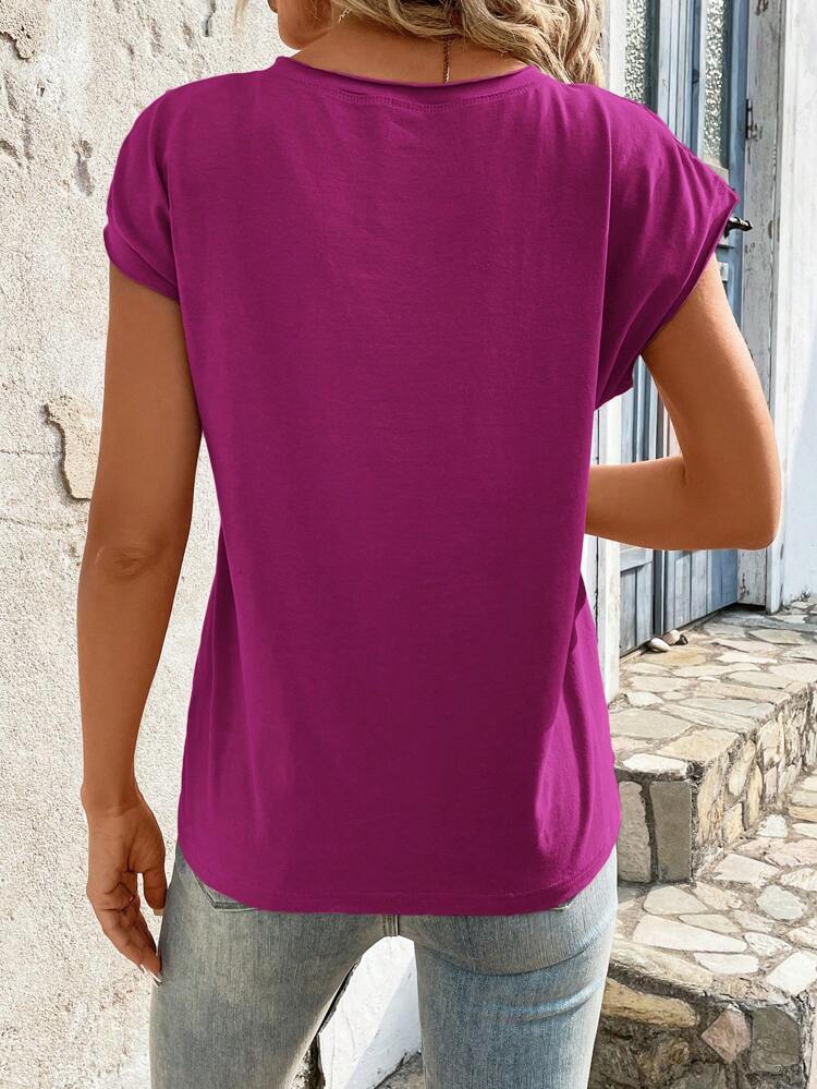 Solid Crew Neck Tee, Casual For Summer