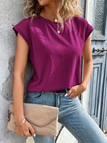 SHEIN LUNE Solid Batwing Sleeve Tee