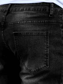 Men Slant Pocket Denim Shorts Jorts - Black - View 5