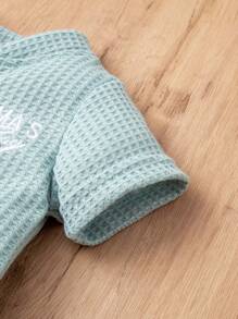 SHEIN 2pcs/set Baby Boys' Comfortable And Breathable Embroidery Letter Design Casual Outfit For Spring And Summer - Green - View 5