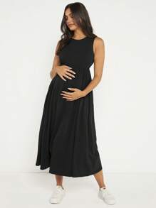 SHEIN BASICS Maternity Solid Flare Hem Dress