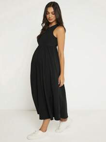 SHEIN BASICS Maternity Solid Flare Hem Dress
