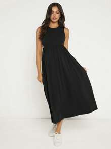 SHEIN BASICS Maternity Solid Flare Hem Dress