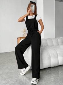 SHEIN EZwear Mono overol unicolor con cinturón sin camiseta