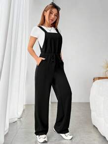 SHEIN EZwear Mono overol unicolor con cinturón sin camiseta
