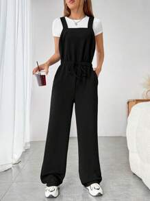 SHEIN EZwear Mono overol unicolor con cinturón sin camiseta