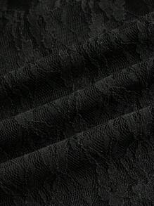 ROMWE PUNK Đầm Lộ Lưng Tương phản ren màu trơn Thanh lịch - màu đen - Xem 3