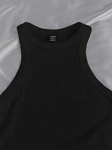 SHEIN Essnce 素色背心上衣和褲子 - 黑色 - 查看 5