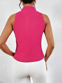 SHEIN Privé 素色前紐扣馬甲 - 玫紅色 - 查看 2