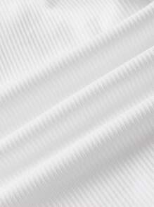 SHEIN EZwear Chất rắn Nếp gấp Phần Ngực Rộng Dây đai Áo - trắng - Xem 4