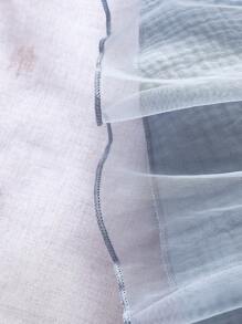 SHEIN Vintaside Kids Young Girl Ruffle Trim Bow Front Mesh Overlay Dress