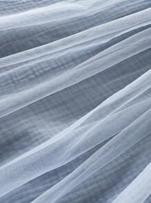 SHEIN Vintaside Kids Young Girl Ruffle Trim Bow Front Mesh Overlay Dress