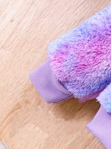 SHEIN 女小童可愛風格夢幻般紮染搖粒絨外套適用於秋天和冬天 - 紫色 - 查看 3