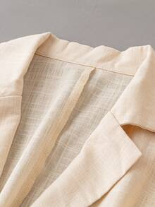 SHEIN LUNE 大碼西裝領單排釦西裝外套 - 杏色 - 查看 5