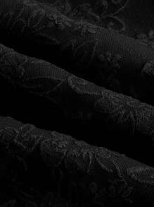 SHEIN MOD Hơn Nếp gấp Phần Ngực Dệt hoa Váy Dây - màu đen - Xem 4