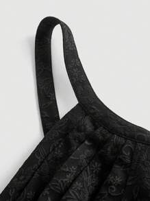 SHEIN MOD Hơn Nếp gấp Phần Ngực Dệt hoa Váy Dây - màu đen - Xem 3
