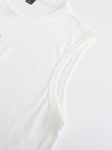 Manfinity Hypemode Hombres Top tank con estampado de letra - Blanco - Ver 5