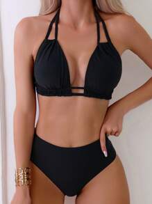 Swim SXY Bañador bikini triángulo halter - Negro - Ver 3