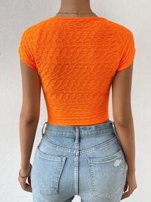 SHEIN Essnce Square Neck Crop Tee - Burnt Orange - View 2