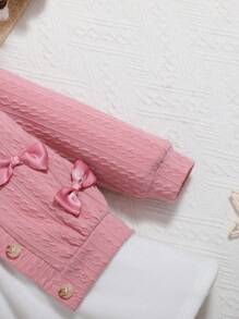 SHEIN 女嬰前蝴蝶結外套&半身裙&高領T恤 - 彩色 - 查看 4