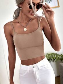 SHEIN BAE Solid Crop Cami Top - Dusty Pink - View 5