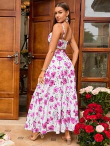 PARTHEA Top de tirantes con estampado floral & Falda fruncido bajo con fruncido - Rosa - Ver 2