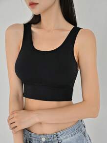 DAZY Solid Wireless Bra,Back To School Clothes - Black - View 3
