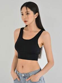DAZY Solid Wireless Bra,Back To School Clothes - Black - View 5