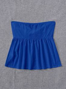 SHEIN EZwear Top tubo con volantes y frente torcido, color azul real, top sin tirantes, top azul para niñas - azul real - Ver 2