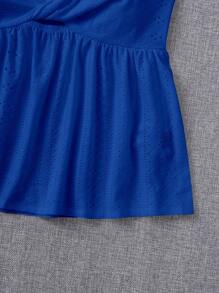 SHEIN EZwear Top tubo con volantes y frente torcido, color azul real, top sin tirantes, top azul para niñas - azul real - Ver 4