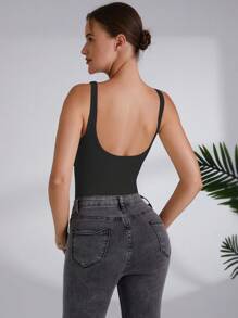 SHEIN Sports 素色條紋針織運動背心連體衣